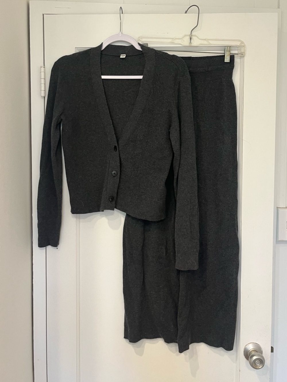 Uniqlo Charcoal Knit Lounge Cardigan and Pants Set